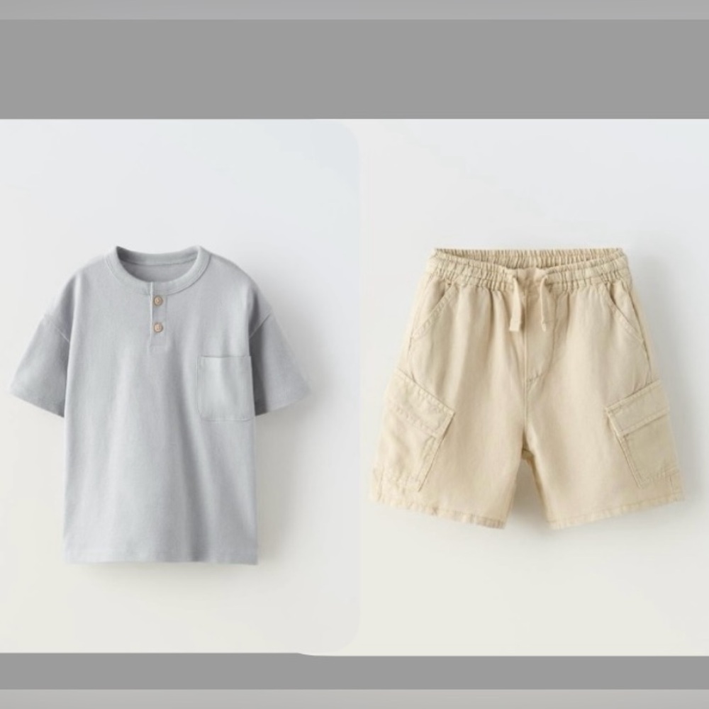 Zara baby boy cotton short and linen short set 4T